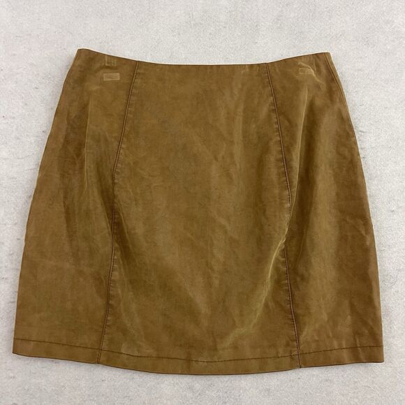 Free People Oh Snap Vegan Leather Mini Skirt Womens Size 6 Tan Brown OB527316 - Picture 8 of 12